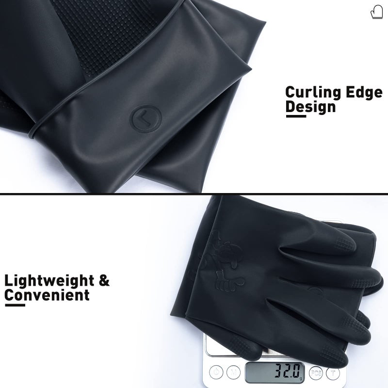 ThxToms Chemical-Resistant Reusable Latex Gloves, 5 Pairs Professional Hair Coloring Rubber Gloves for Painting, Cleaning, Hair Dyeing, Black, Medium - Image 3